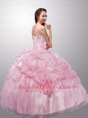 Wonderful Sweetheart Beading and Pick-ups Baby Pink Dresses for Quinceanera