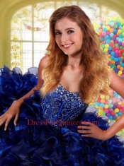 Wonderful Sweetheart Beading and Ruffles Royal Blue Quinceanera Dress for 2015