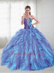Wonderful Sweetheart Multi-color Sweet Sixteen Dress with Beading and Ruffles for 2015