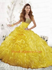 Wonderful Yellow Quinceanera Dresses with Beading and Ruffles