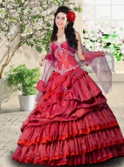 2014 Beautiful Ruffled Layers and Appliques Sweetheart Sweet 15 Gown in Red