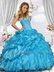 2014 Beautiful Sweetheart Beading Sweet 16 Dress in Blue