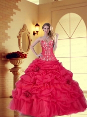2014 Beautiful Sweetheart Quinceanera Dress with Hand Made Flower and Appliques