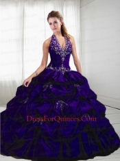 2014 Brand New Ball Gown Halter Top Purple Quinceanera Dresses