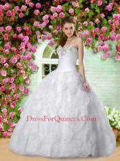2014 Brand New Sweetheart White Sweet 15 Dresses with Appliques and Ruching