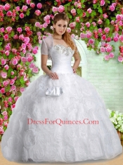 2014 Brand New Sweetheart White Sweet 15 Dresses with Appliques and Ruching