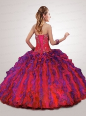 2014 Classical Navy Blue Quinceanera Dress with Beading and Ruffles