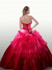 2014 Elegant Appliques and Ruffles Hot Pink Quinceanera Dresses