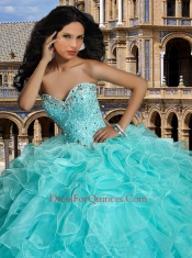 2014 Elegant Beaded and Ruffle Quinceanera Dresses in Apple Green