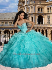 2014 Elegant Beaded and Ruffle Quinceanera Dresses in Apple Green