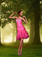 2014 Fashionable Hot Pink Quinceanera Dresses with Beading and Ruffles