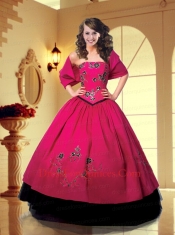 2014 Fashionable Hot Pink Quinceanera Gown with Embroidery