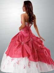 2014 Halter Top Appliques Quinceanera Dress in White and Pink