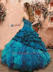 2014 Latest Teal Dress For Quinceanera with Beading and Ruffles