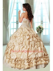 2014 Lovely Sweetheart Appliques Dresses for Quinceanera  in Champagne