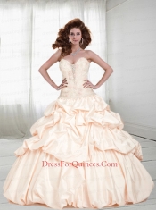 2014 Lovely Sweetheart Ivory Quinceanera Dress with Beading and Pick Ups