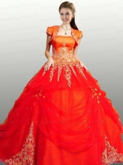 2014 Luxurious Red Quinceanera Dresses with Embroidery