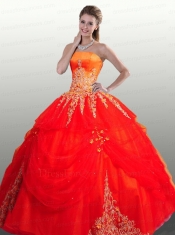 2014 Luxurious Red Quinceanera Dresses with Embroidery