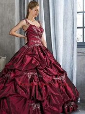 2014 Modern Wine Red Dress For Quinceanera with Appliques