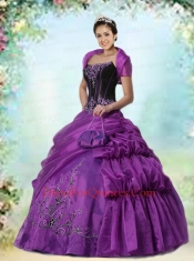 2014 Most Popular Eggplant Purple Quinceanera Dresses with Appliques and Pick-ups