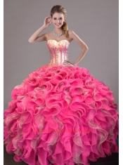 2014 New Style Sweet 16 Dress with Ruffles and Sequins