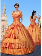 2014 New Style Taffeta Orange Sweet 16 Dress with Ruffled Layers