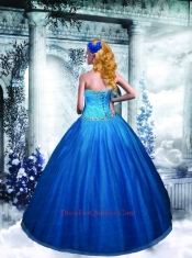 2014 New Style Tulle Sweetheart Beading Quinceanera Dress in Blue