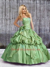 2014 Perfect Strapless Lavender Quinceanera Dresses with Hand Made Flower and Appliques