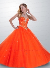 2014 Pretty Popular Orange Red Quinceanera Dress with Beading