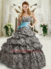2015 New Style Strapless Multi-color Zebra Quinceanera Dress