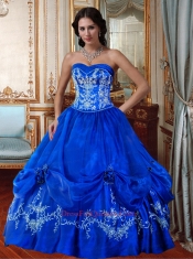 Affordable Sweetheart Princess Royal Blue Quinceanera Dresses with Embroidery and Beading For 2014