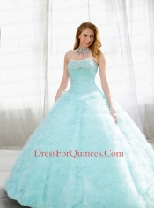 Beading and Ruffles Quinceanera Dresses in Light Blue for 2014