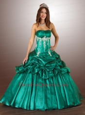 Beading Green Appliques Quinceanera Dress with Pick Ups Beading Green Appliques Quinceanera Dress with Pick Ups