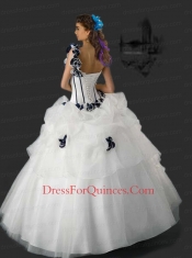 Beautiful One Shoulder Hand Made Flowers Quinceanera Dress in White  For 2014
