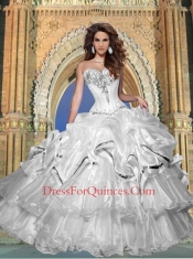 Beautiful Sweetheart Beaded and Ruffled Quinceanera Dresses in White