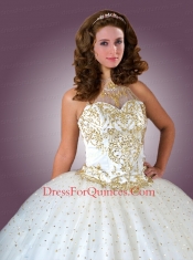 Beautiful Tulle Sequins and Beading Quinceanera Dress in White