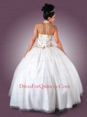 Beautiful Tulle Sequins and Beading Quinceanera Dress in White