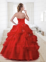 Brand New Ball Gown Strapless Red Quinceanera Dresses with Ruffles