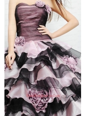 Cheap One Shoulder Ruffled Layers and Hand Made Flower Sweet 16 Dress