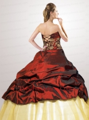 Cheap Strapless Teal Quinceanera Gown with  Appliques