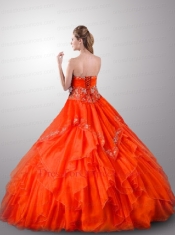 Customize A-Line Appliques and Ruffles Orange Red Quinceanera Dress