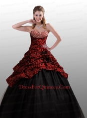 Customize Strapless Black and Red Quinceanera Dresses with Beading