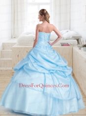 Elegant Baby Blue Strapless Quinceanera Dress with Appliques