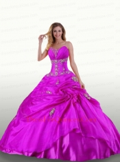 Elegant Fuchsia Quinceanera Dresses with Appliques For 2014