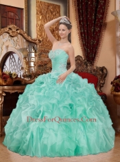 Elegant Sweetheart Neck Apple Green Balll Gown Beading Ruffles Quinceanera Dress