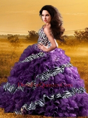 Elegant Sweetheart Organza and Zebra Ruffles Dresses for Quinceanera Elegant Sweetheart Organza and Zebra Ruffles Dresses for Quinceanera