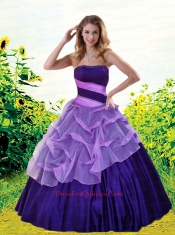Fashionable Strapless Pick-ups Quinceanera Dress in Purple