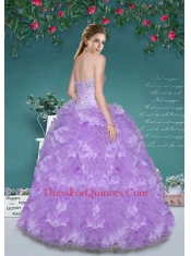 Fashionable Strapless White Quinceanera Gowns with Beading and Ruffles For 2014