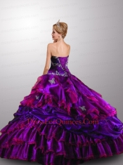 Gorgeous Sweetheart Ruffled Layers Multi-color Quinceanera Dress