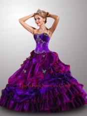Gorgeous Sweetheart Ruffled Layers Multi-color Quinceanera Dress